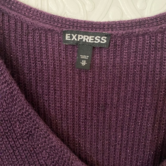 Express | V-neck sweater 3/4 sleeve | Metallic sparkles | Size XS - Picture 3 of 4